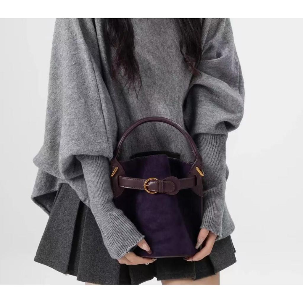 Fialová, Sametové tašky, Tašky typu bucket, Dámské tašky, Tašky přes jedno rameno, Crossbody tašky