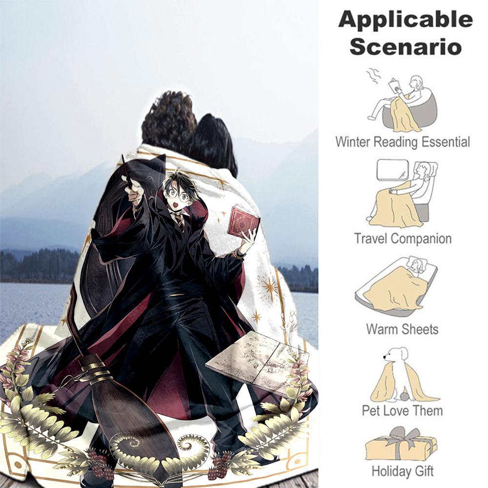 1pc magic broomstick wizard robe Outdoor Flannel Throw Blanket All Season Soft Warmth,Home Decor 1031244