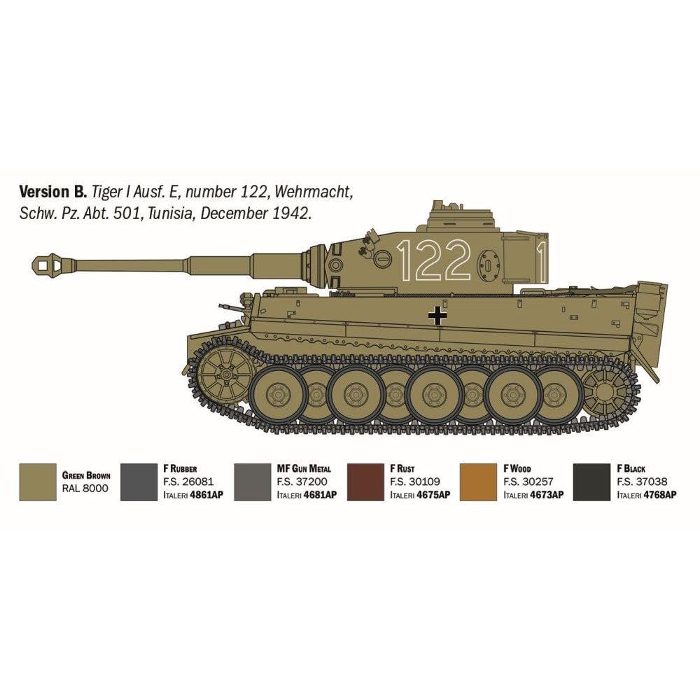 Italeri 1/35 WW2 German Pz.Kpfw.VI Tiger I Tank E/H1 Plastic Model Kit IT6767
