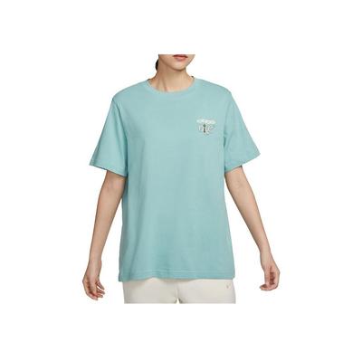 Sport Casual Pullover Graphic Print Round Neck Short Sleeve T-Shirt Women Tops Blue FD2550-309