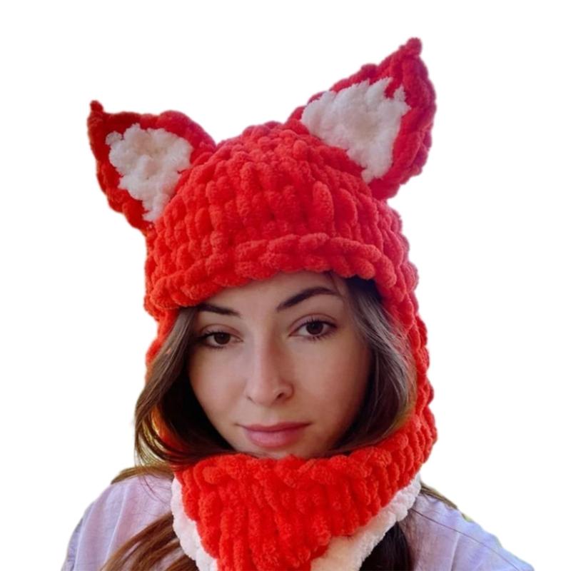 Girls Cat Ear Hat Y2K Knitted Hat Cute Cat Ear Gifts Warm Hat Adult Children Knitted Chenille Yarn Halloween Photo Props
