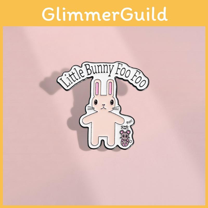 Trendy Pink Bunny And Mouse Cartoon Metal Pin Decorative Brooch Stylish Accessory For All