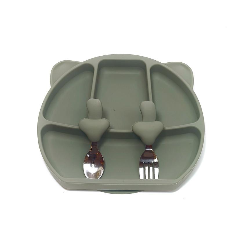Baby Dinner Plate Infant Suction Cup Type Children's Straw Auxiliary Food Bowl Non-slip Compartmentalized