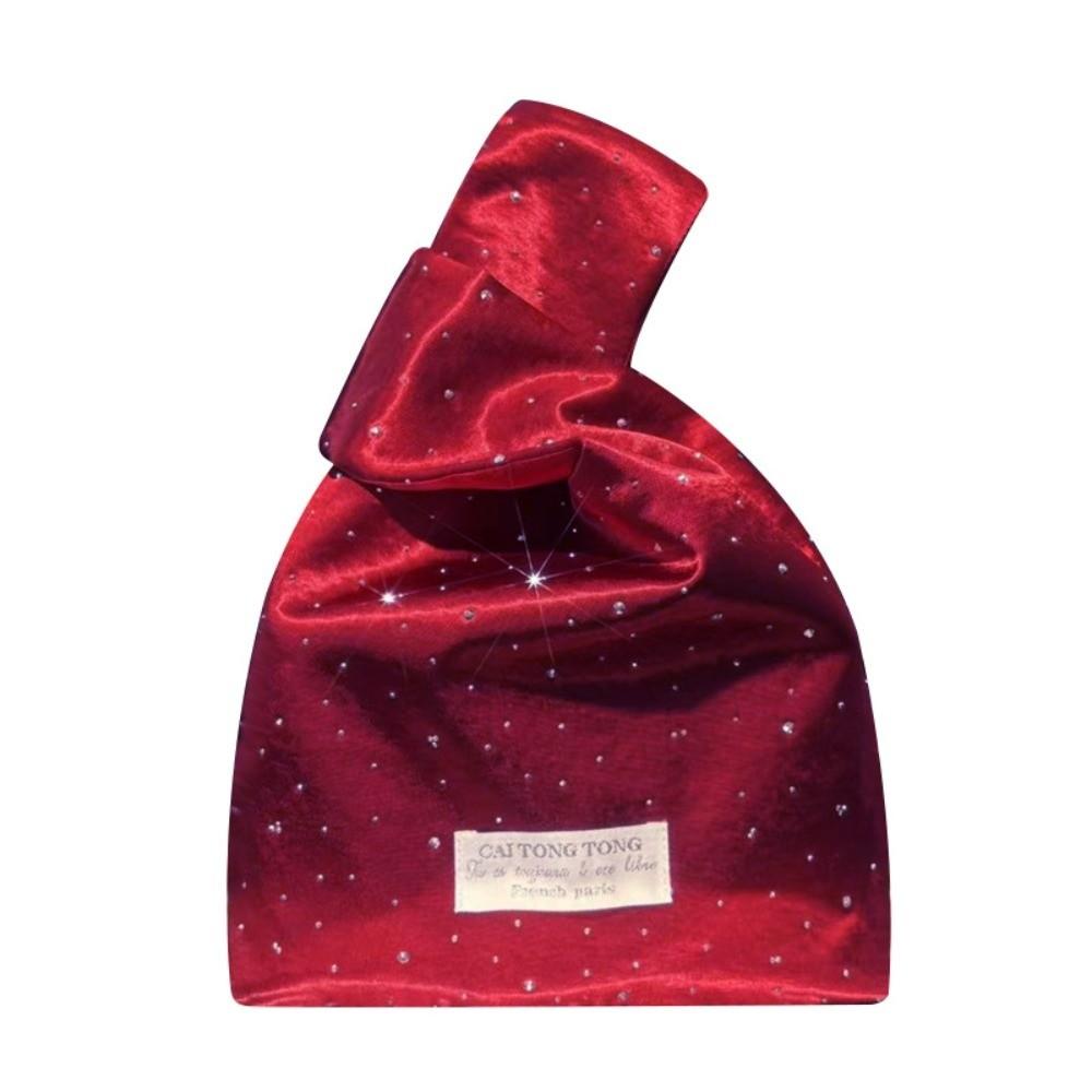 Vintage Crystal Satin Wrist Bags Washable Handheld Small Bucket Bags Elegant Shining Handbags For Girl Lady Women Female