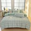 Plant Thickened Three Four Piece Bed Sheet Set Blue And White Large Grid