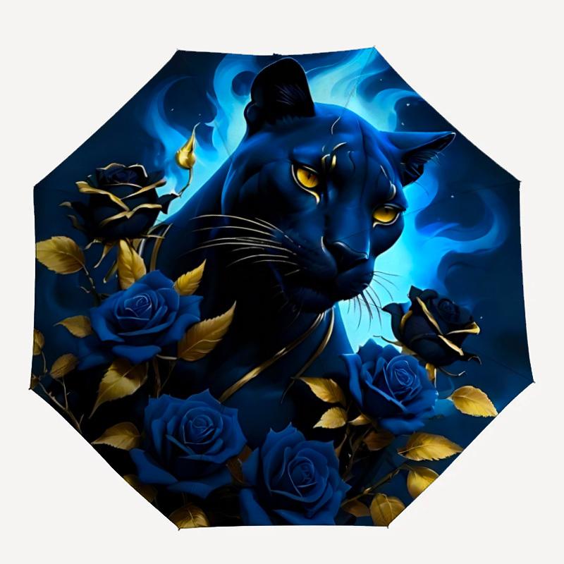 1PC Panther Roses Automatic Open/close, All-Season Portable Folding Umbrella for Women & Men yy250919223
