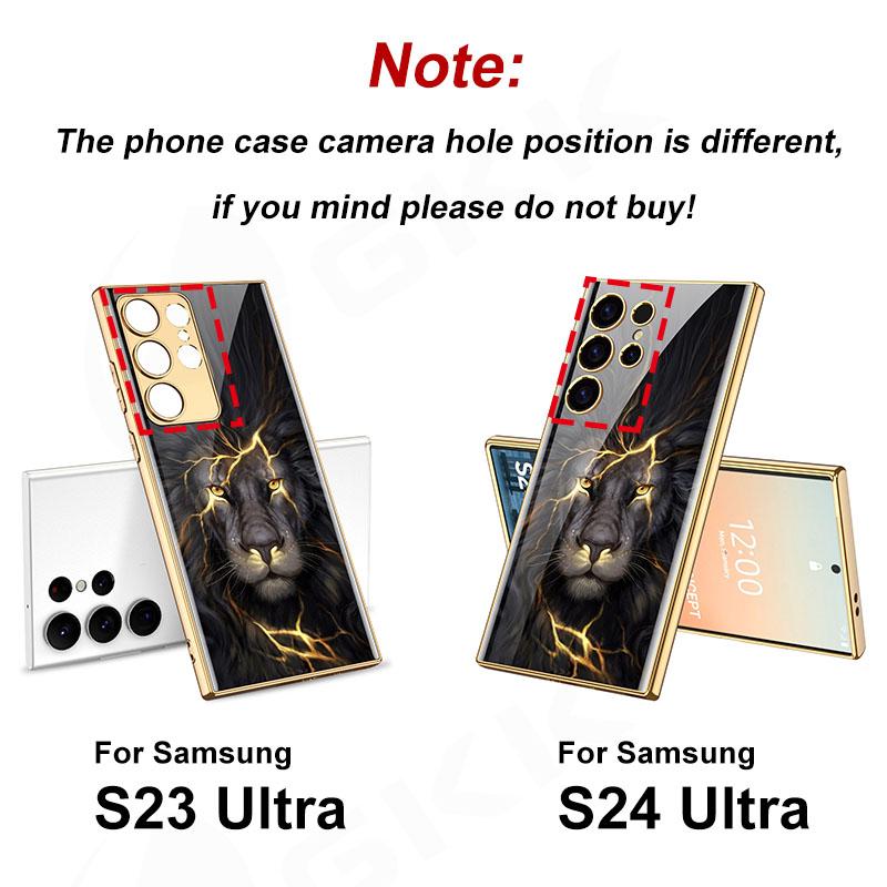 Pouzdro z malovaného tvrzeného skla pro Samsung Galaxy S24 S23 Ultra Luxusní pokovení Měkký okraj Ochranný kryt pro pouzdro Galaxy S24 Ultra