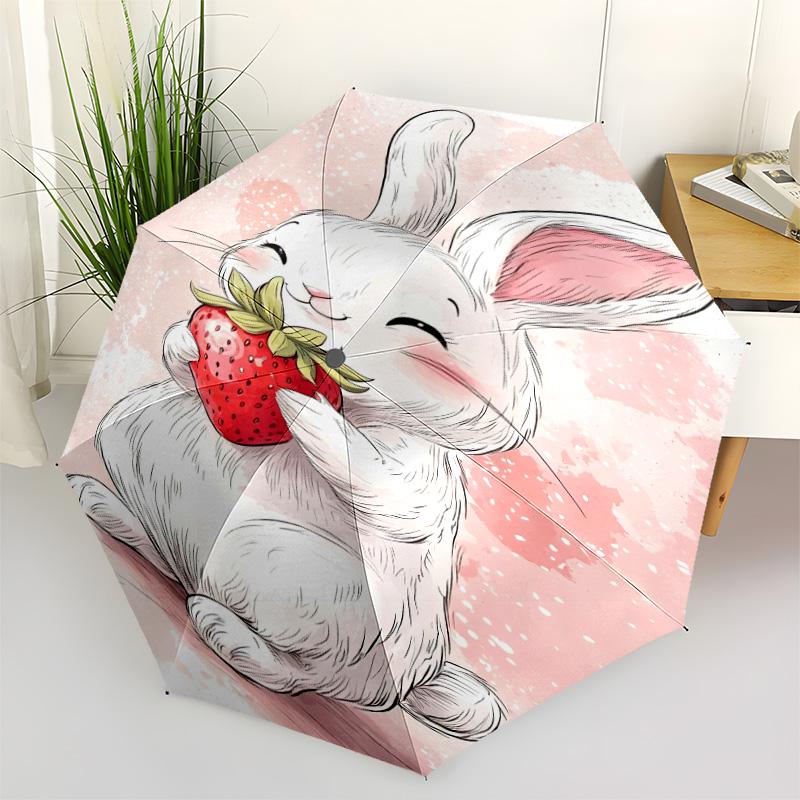 1pc Animals: cats,cows Umbrella Portable Folding Umbrella Iron Frame Hole Bone Structure Outdoor Home Umbrella