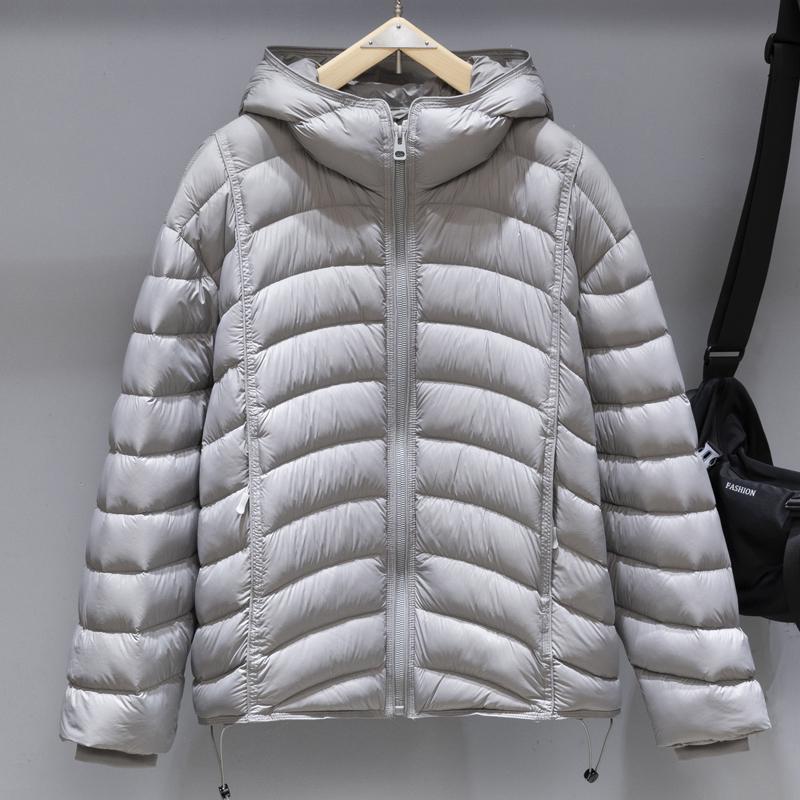 Men 50% White Duck Down Puffer Jacket, Windproof Hooded Drawstring Hem Thick Warm Zip Coat For Cold Winter Outdoor