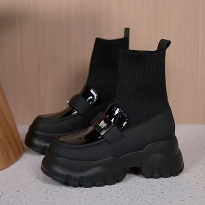 Platform Women's Boots Bow Flats Designer Knitting Shoes for Woman Fashion Sport Short Boots New Trend Winter Femme Boots