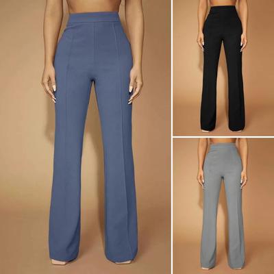 Women Suit Pants High Waist Solid Color Zipper Design Dress Trousers Business Commuting Work Travel School Trousers