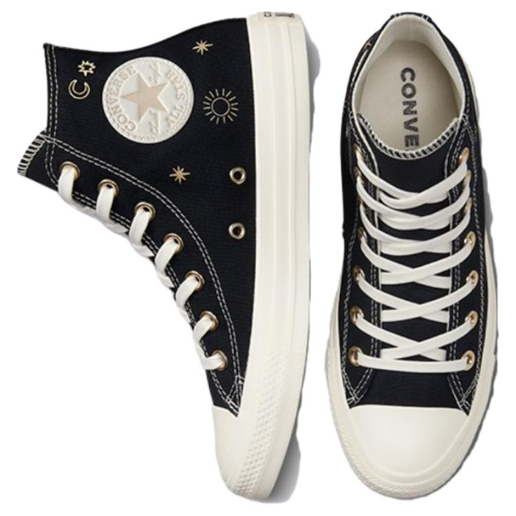 Converse Chuck Taylor All Star High Golden Elements Women Sneakers Black Light-Gold Egret A02209C