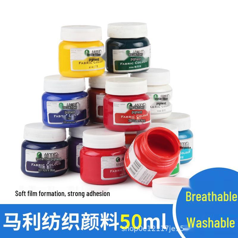 Mali 50ML Pigmento Tessuto Impermeabile per Pittura a Mano - Pittura in Fibra DIY Resistente allo Sbiadimento