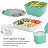 Freshmage 56oz Lunch Container To Go - Salad Bowl with 3 Compartments and Dressing Container for Toppings and Snacks - Unisex (Green)