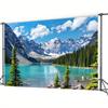 2D plane 1 piece of serene lake and mountain background image - vivid colors suitable for parties birthdays and festivals.