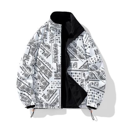 Veste Double Face Printemps Automne Mode Homme Imprimée Lâche Décontractée Grande Taille Veste