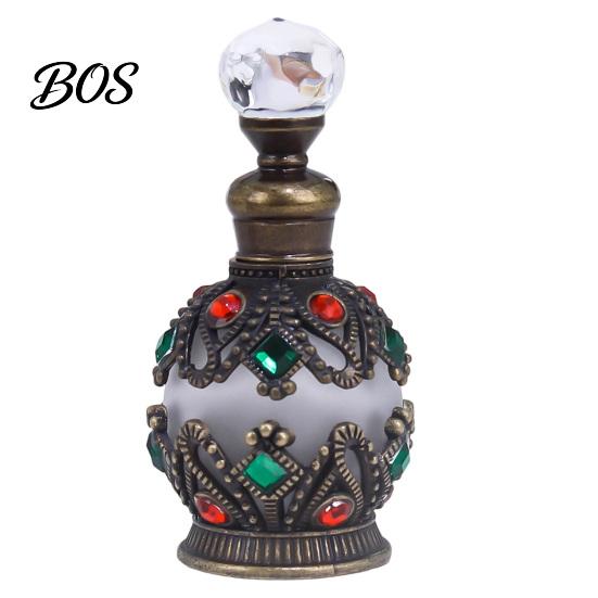 Portable Essential Oil Bottle 15ML Vintage Luxury Refillable Perfume Bottle, & Fragrance Glass Dispenser Dubai Arabian Style Empty Container