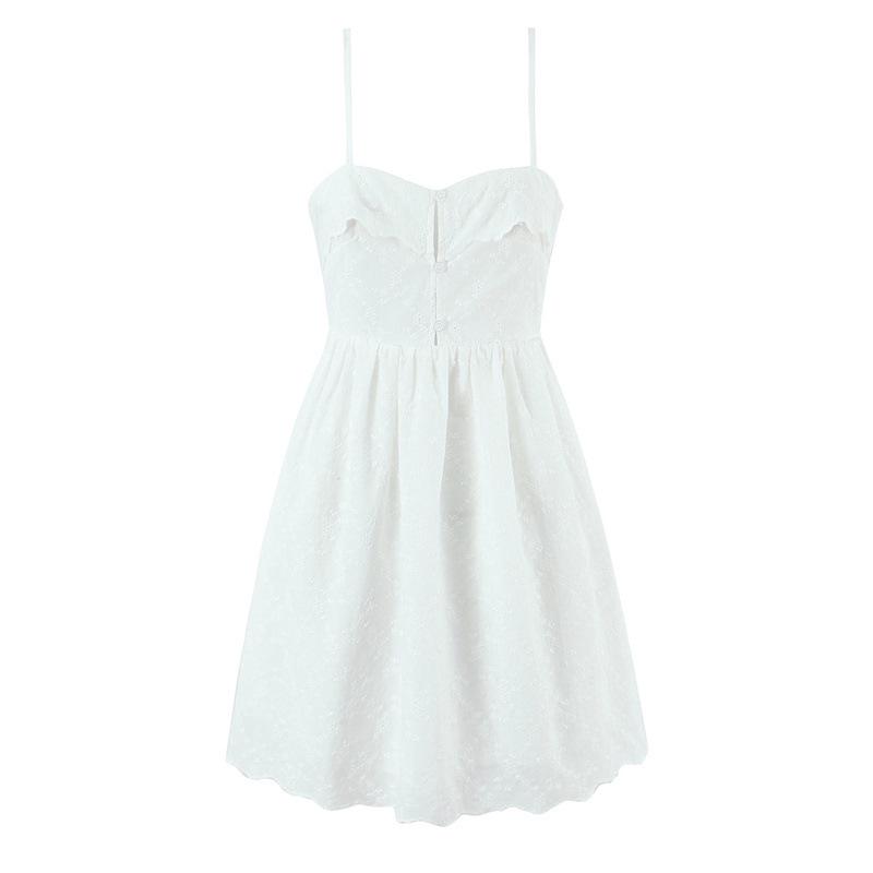 Элегантное белое платье-камзол в французском стиле с открытой спиной, на шнуровке, с жаккардовой вышивкой, подчеркивающей талию Small белый