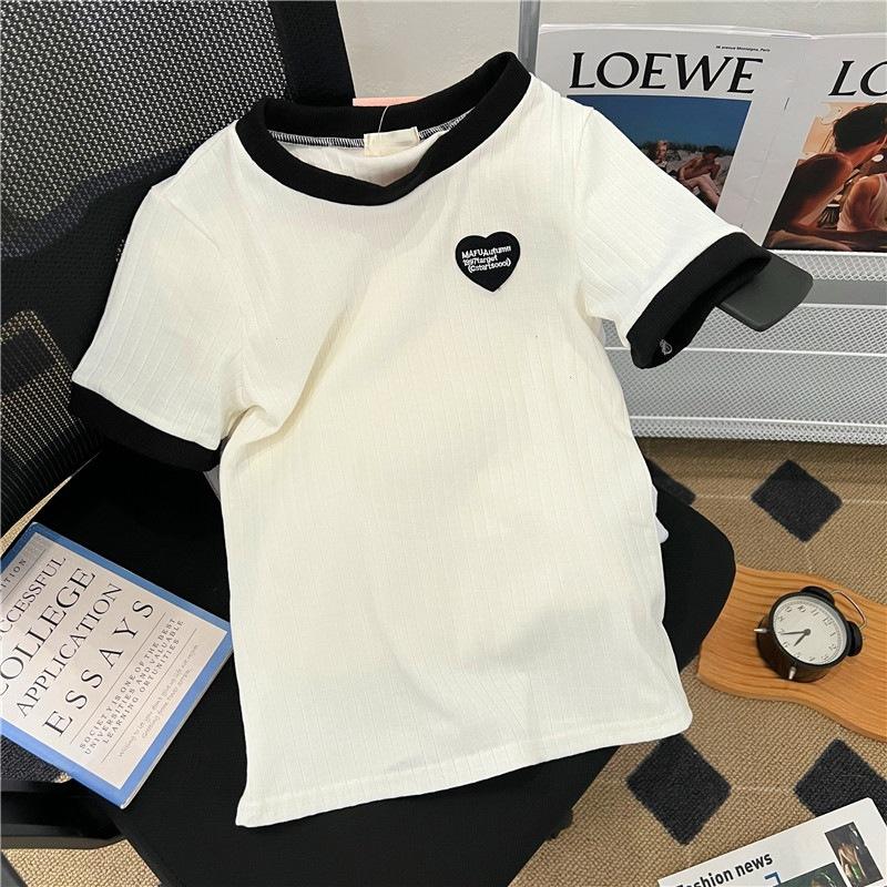

Pit strip g back bag collar summer ins versatile embroidery white slim-fitting short-sleeved T-shirt female tide S белый