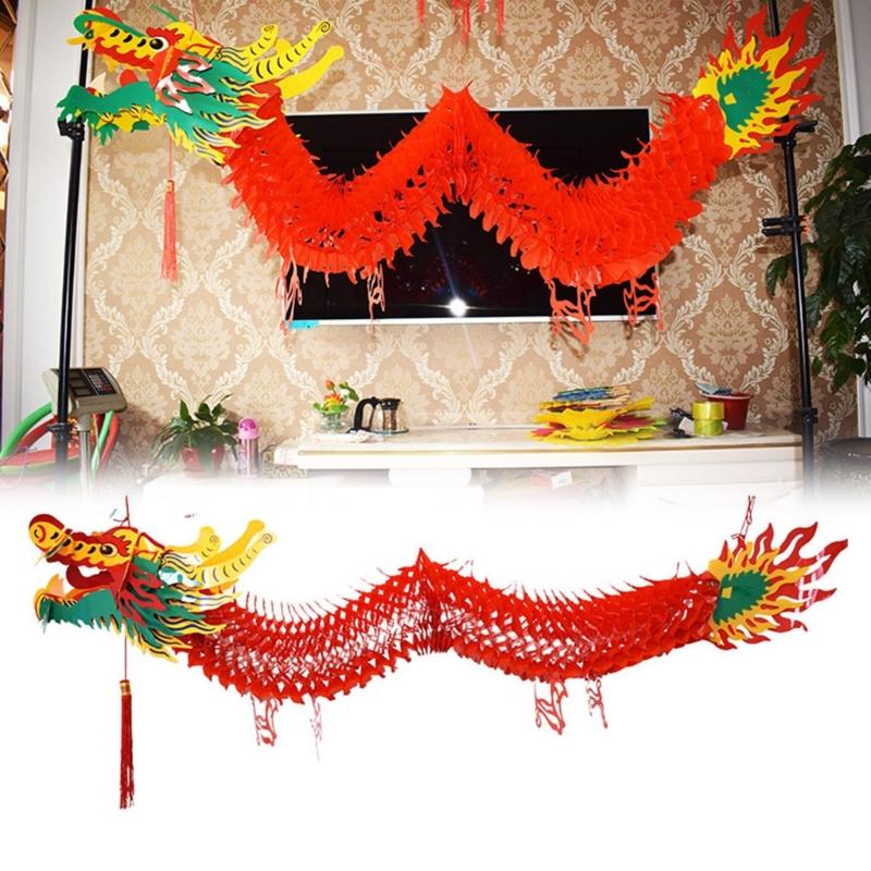 Chinese Cultural Decor Handmade 3D Paper Dragon Hamging Ornament for New Year Lantern Festival Celebrations
