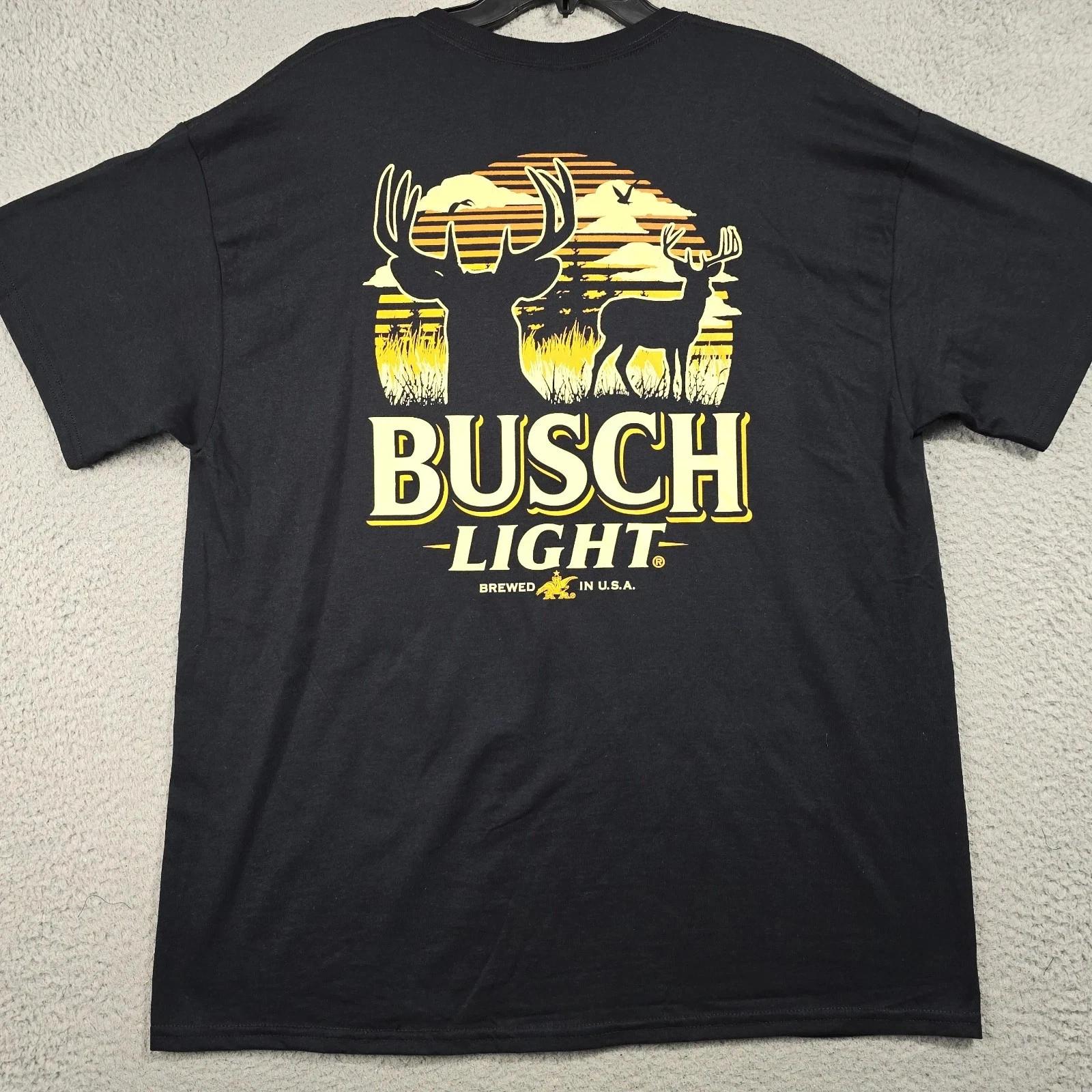 

BUSCH LIGHT Deer BEER Shirt Mens XL BLACK Hunting Distressed Casual Outdoor NWT XL