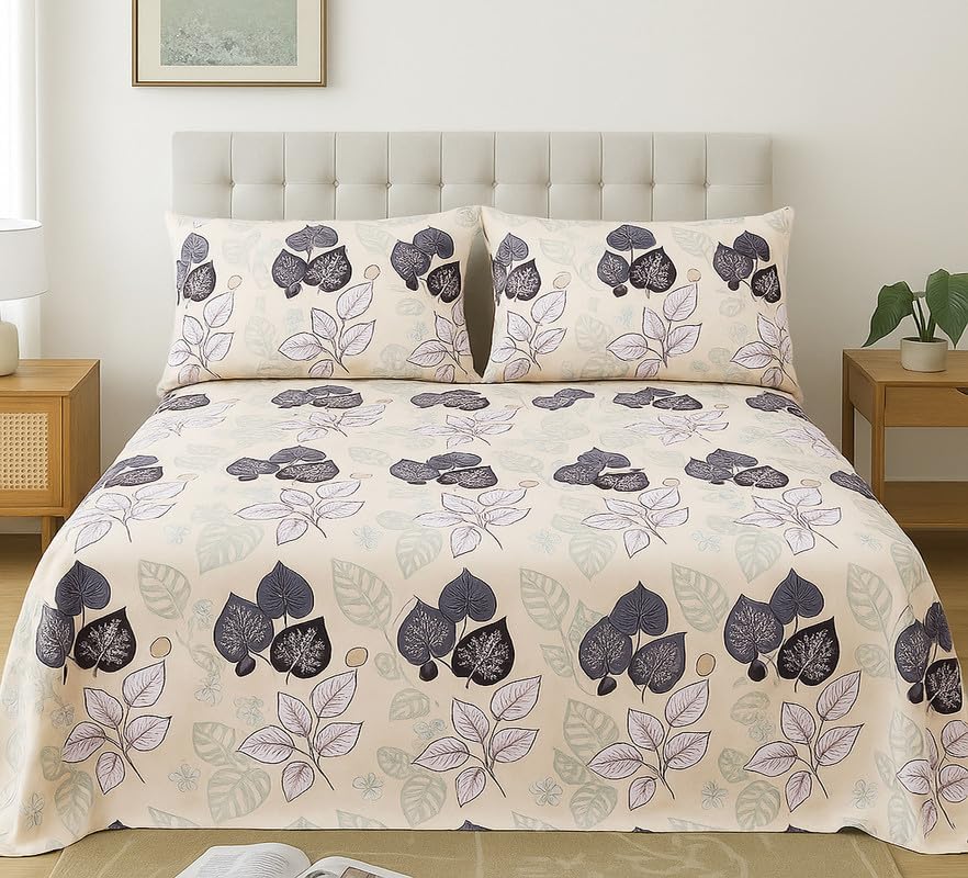 300 TC Cotton Microfiber XXL Super King Size Bedsheet | 9 Feet, 275 X 275 cm with 2 Large Size Pillow Covers - Olive Green