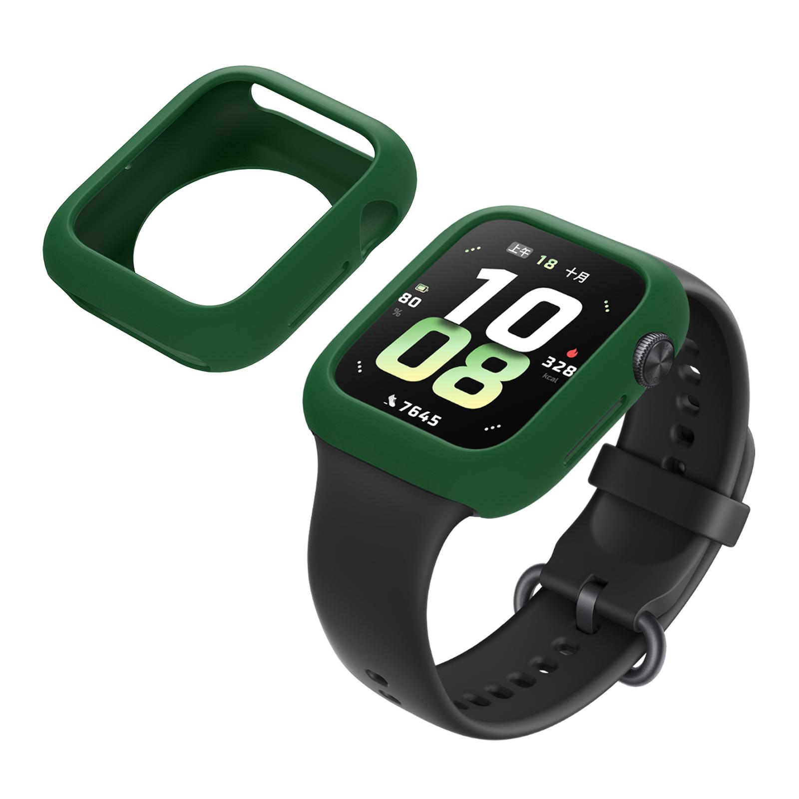 

For Honor Band 5 Watch Case Soft Silicone Hollow Watch Frame Cover Dark Green