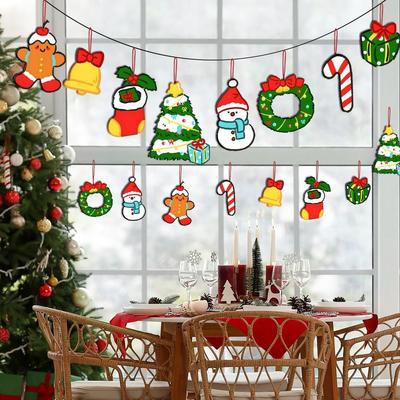 Handicrafts Wooden Christmas Wooden Pendant DIY Ornament Cartoon Xmas Tree Ornament Hanging Navidad Decoration Home Door