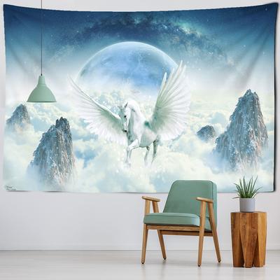 Tianma Tapestry Wall Hanging Colorful Unicorn Magic Simple Style Ancient Myth Bohemian Living Room Decor