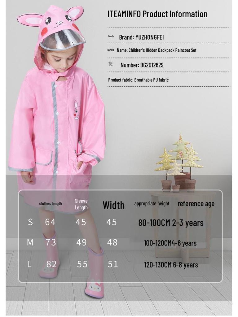 Children's Cartoon Raincoat with Backpack Space - Yellow Duck Design