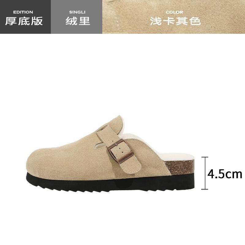 

Бархатные полутапочки с толстой подошвой для женщин, для ношения, новые осенне-зимние пушистые тапочки, хлопковая швабра Boken 40