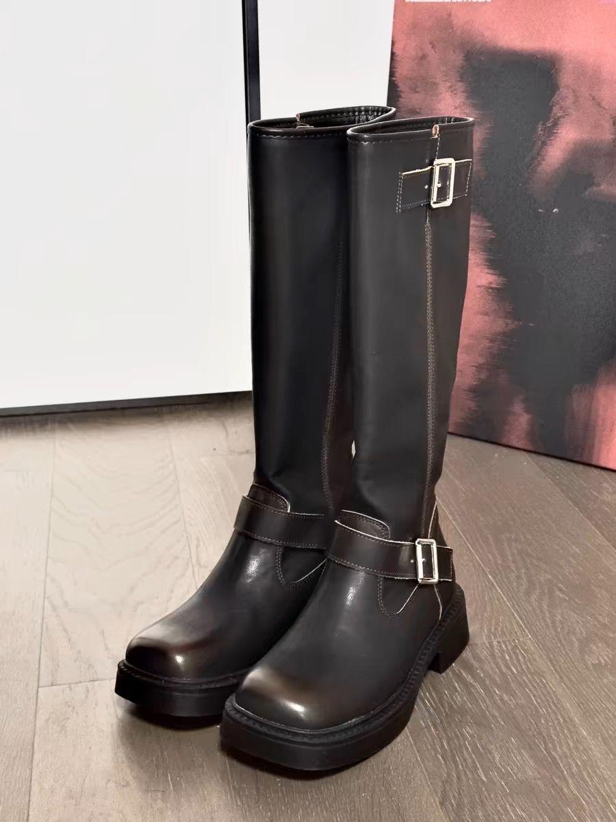 

Винтажные рыцарские ботинки с квадратным носком, женские ботинки на толстом каблуке, новые зимние походные удобные ботинки для женщин 36