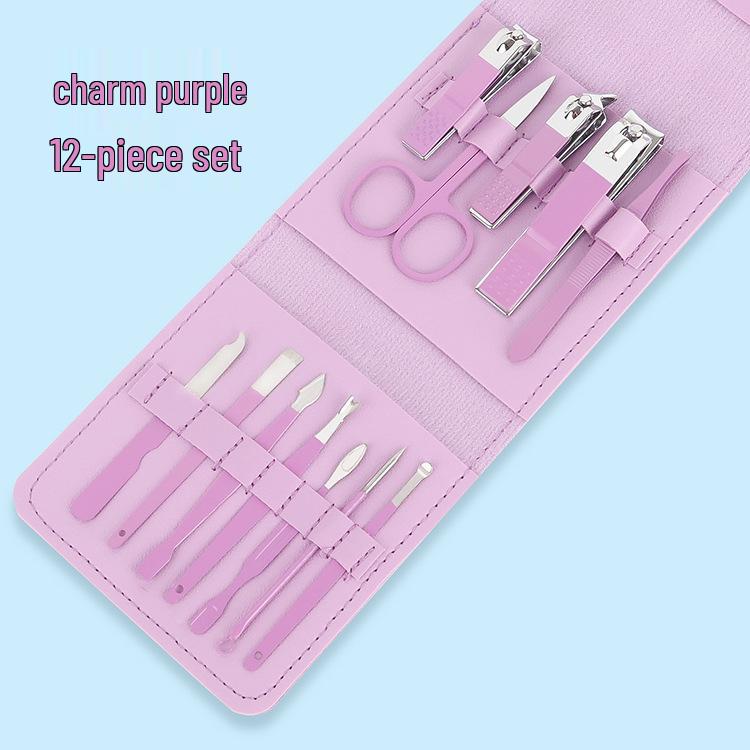 Foldable 12-Piece Matcha Green Manicure Nail Tool Set