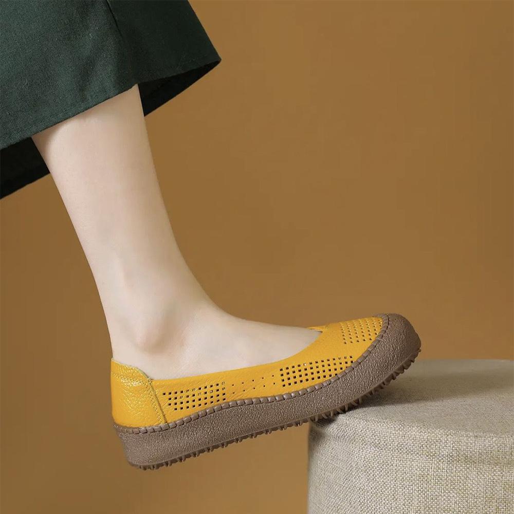 

Genuine Leather Women Loafers Slip On Flats Cowhide Comfortable Soft Casual Shoes Daily Wear Black Beige Yellow Plus Size 41 41