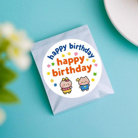 6Pcs Happy Birthday Thank You Sticker Set Cute Party Decals for Gift Wrapping Cards Kindergarten Crafts Colorful Birthday Stickers for Celebration
