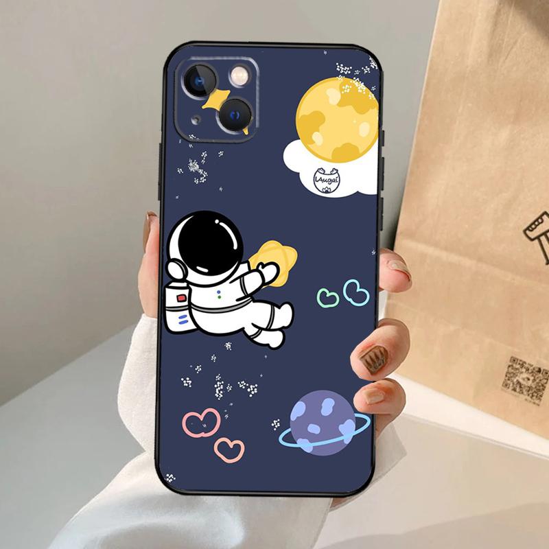 Star Astronaut Cute Phone Case For iPhone 17 Air 16 14 13 12 11 15 Pro Max 13 12 Mini 15 16 Plus 16e Cover Coque