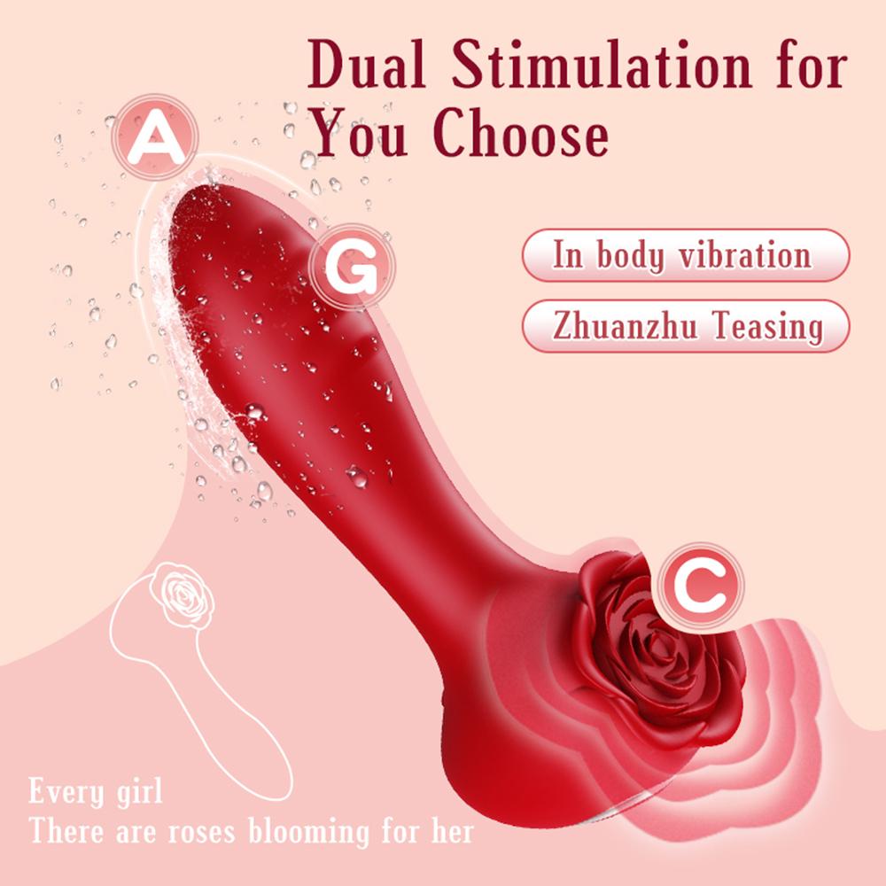 Rose Suction Vagina Vibrator 2-in-1 Thrusting G Spot Anal Vibrator for Women 18+ Adult Clitoris Stimulator Dildo Sex Toys