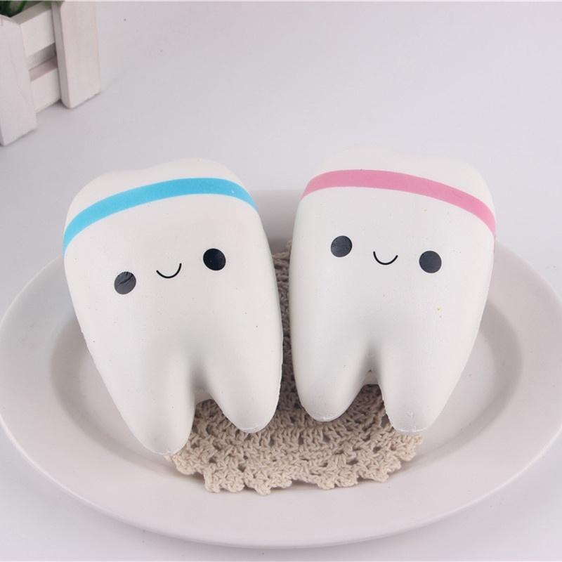 2 Pcs Cute Teeth Soft Squishy Phone Charms Super Slow Rising Ballchain Kid Toy