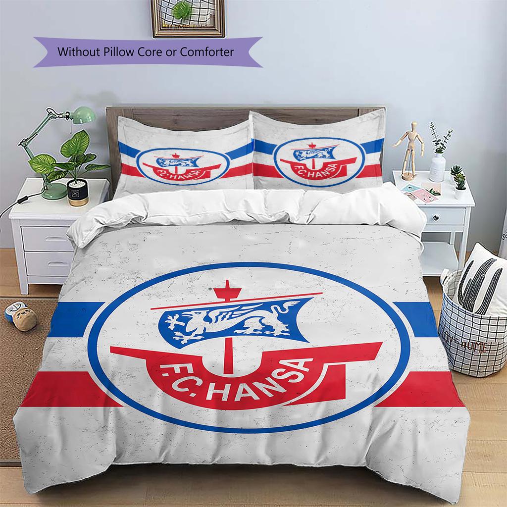 FC Hansa Rostock Pattern Bedding,Quilt Set Quilt Cover Pillowcase Home Birthday Gift (1 * duvet cover + 2 * pillowcase, without core)