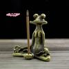 S-1Pc Retro Copperware Incense Socket Zen Frog Ornaments Solid Pure Copper Frog Tea Pet Incense Holder Ornaments