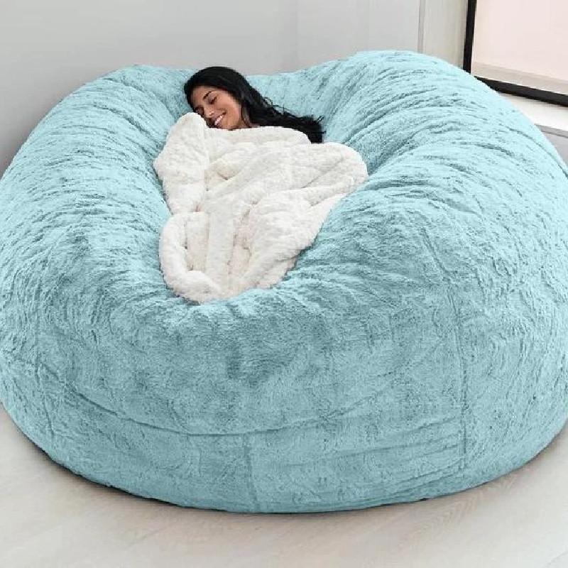 Color Large Solid Soft Plush Portable Living Room Lazy Sofa Cover Bean Bag Cover