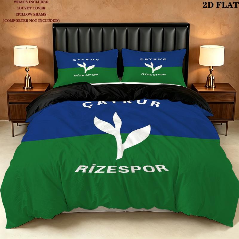 Caykur Rizespor Pattern Bedding uilt Set uilt Cover Pillowcase Home Decoration Birthday Gift (1 * duvet cover + 2 * pillowcase without core)