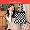 Chic Autumn Winter Large Capacity Checkered Tote Bag For Women Casual Use