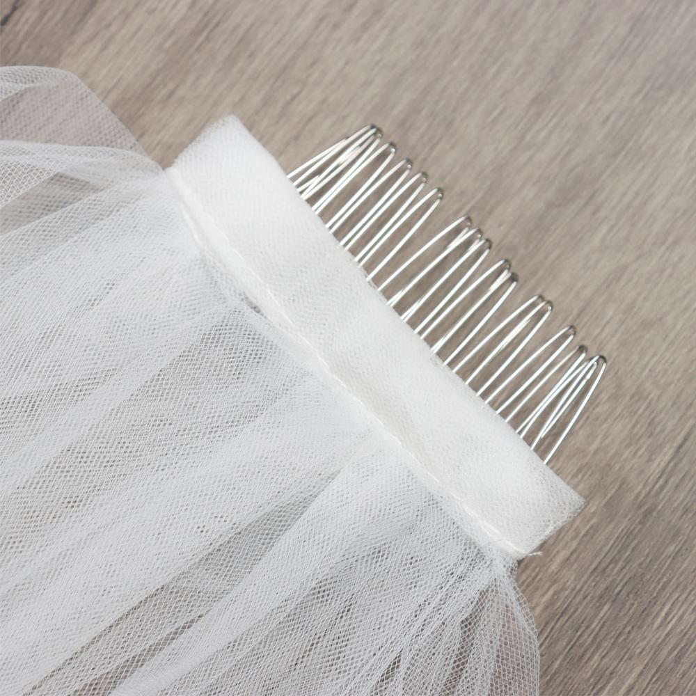 Elegant Short Simple Two Layer White Ivory With Comb Bridal Veil Women's Tulle Wedding Veil