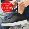 Pánské kožené tenisky zvyšující výšku o 8 cm - Bílé, Trendy silná podrážka, Prodyšné a ležérní sportovní styl