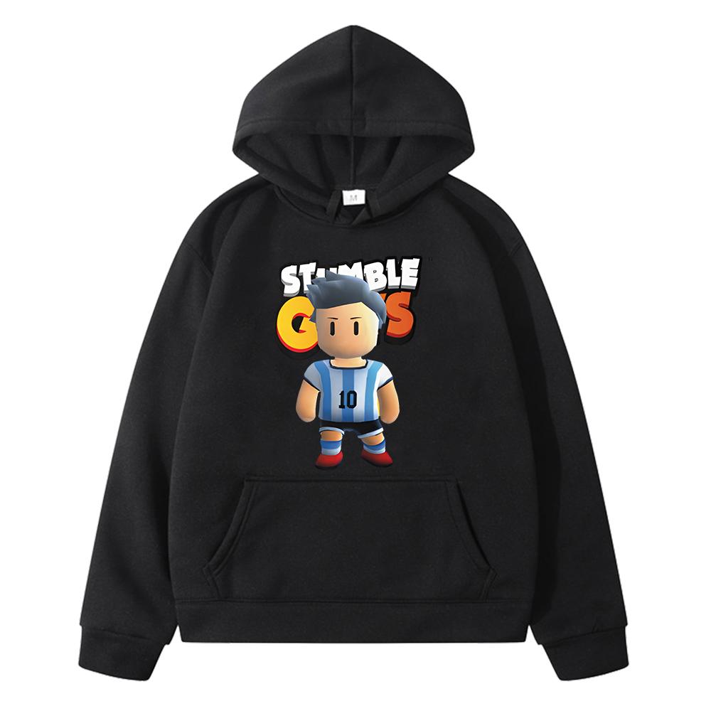 

Stumble Guys Print Hoodies Autumn Sweatshirt boy girls Tops anime hoodie Fleece Jacket Casual pullover y2k sudadera kids clothes 130 чёрный