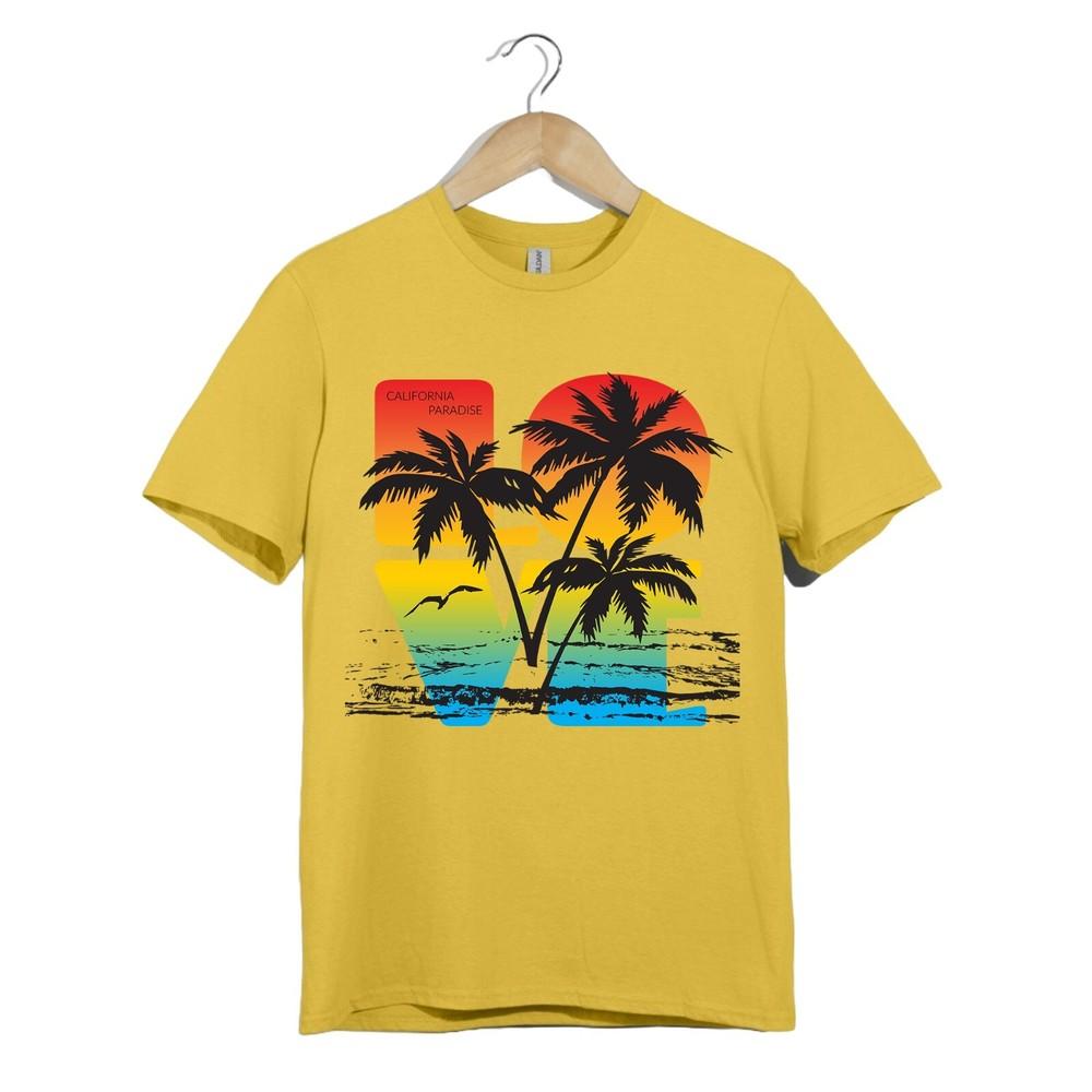 Retro Sunset Palm Trees LOVE T-Shirt – Beach Summer Tropical Vacation Tee