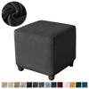 Durable Velvet Ottoman Cover Square Dustproof Pouf Stool Cover Solid Color Elastic Footrest Slipcovers