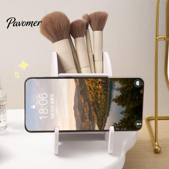 Wood-plastic Composite Organizer Elephant Pencil Holder, Creative Phone Stand, Practical Storage Box, Non-yellowing Pen Holder Desktop for Pens Makeup