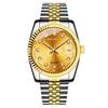 Orologi da Coppia Acciaio Inossidabile con Cinturino, Calendario, Viso con Strass Dorati: Moda Casuale Quarzo da Uomo e da Donna